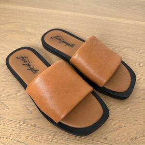 Free People Tan Slip on Leather Sandal